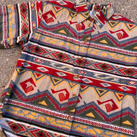 PS Sport Striped Abstract 100% Cotton Button-up Shirt Sz M - Picture 6 of 6